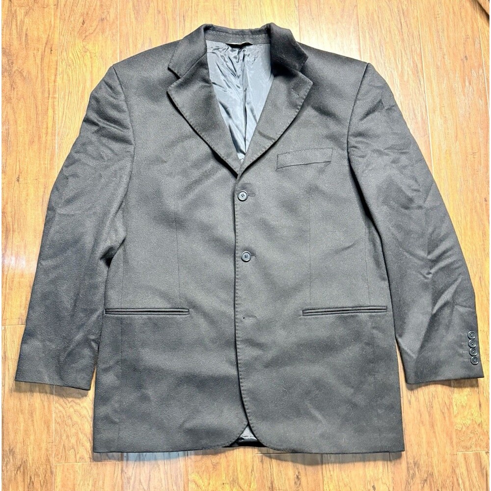 Hathaway Platinum 100% Cashmere Blazer Black Jacket MADE IN ITALY Size 40R